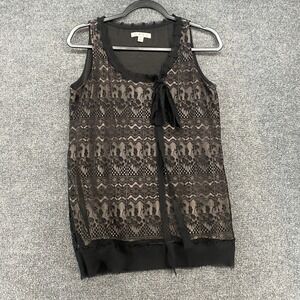 CAbi Top Womens S Black Lace Bow Sleeveless Whimsigoth Romantic Fairy 90s Vamp